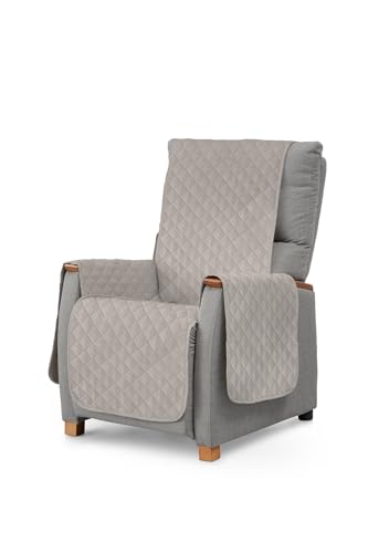 Textilhome – Sofaberzug Circus, Sofaschoner 1-Sitzer 55 cm, Relaxsessel Bezug – Reversibler, gepolsterter Sofaschutz, Sofaüberwurf Universell, Farbe Elfenbein von Textil-home