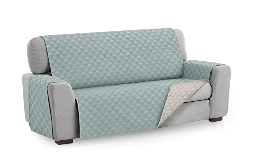 Textil-home Sesselschoner Sofaüberwurf MALU, 2 Sitzer - Reversibel gepolsterter Sofaschutz. Farbe Aquamarin von Textil-home