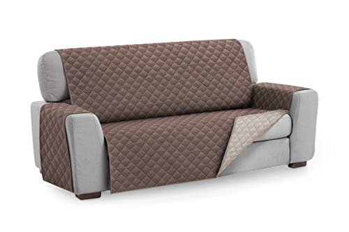 Textil-home Sesselschoner Sofaüberwurf MALU, 2 Sitzer - Reversibel gepolsterter Sofaschutz. Farbe Braun von Textil-home