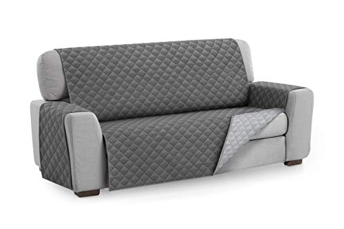 Textil-home Sesselschoner Sofaüberwurf MALU, 3 Sitzer - Reversibel gepolsterter Sofaschutz. Farbe Grau von Textil-home