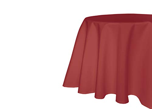 texpot Gartentischdecke 180 cm rund in Rot mit Leinen Optik Lotuseffekt Fleckschutz Bügelfrei Tischdecke von texpot