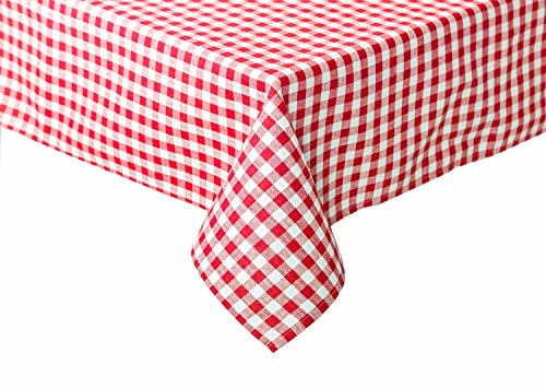 texpot Landhaus Tischdecke kariert 100% Baumwolle (130x360 cm eckig, rot-weiß kariert) von texpot