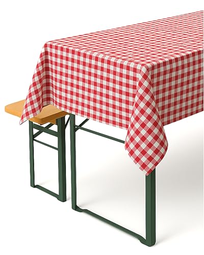 texpot Landhaus Tischdecke 130 x 280 cm rot-weiß kariert 100% Baumwolle von texpot