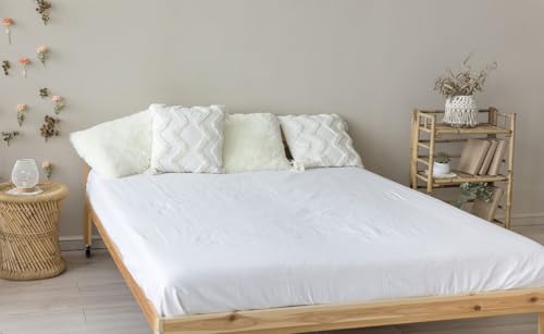 texpot Bettlaken glatt 150 x 200 cm weiß 100% Baumwolle ohne Gummizug von texpot