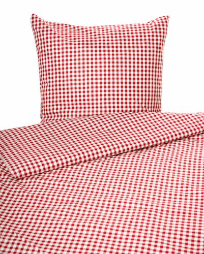 texpot Bettwäsche Landhaus Karo rot kariert Bauern 155 x 220 cm + 80 x 80 cm 5 mm Karo von texpot