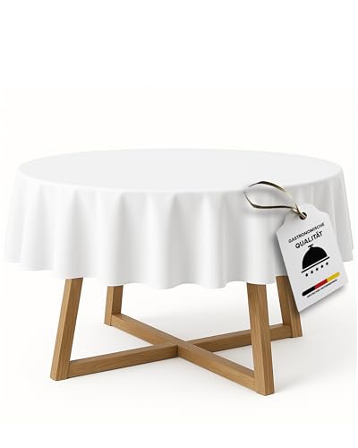 texpot Damast Tischdecke 220 cm rund 100% Baumwolle weiß Tafeltuch Tischwäsche von texpot