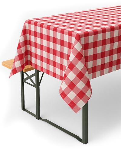 texpot Landhaus Tischdecke 140 x 220 cm Rot-weiß Kariert aus 100% Baumwolle im 20 mm Karo Bauernkaro von texpot