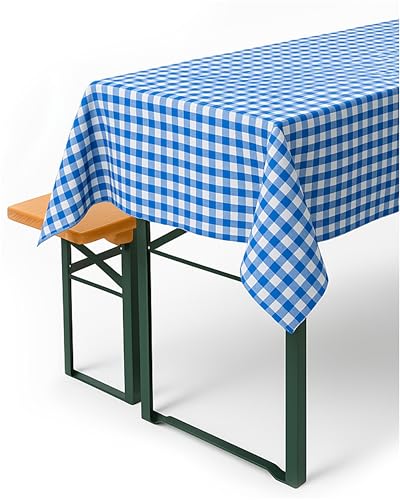 texpot Landhaus Tischdecke kariert 100% Baumwolle (130x320 cm eckig, blau-weiß kariert) von texpot