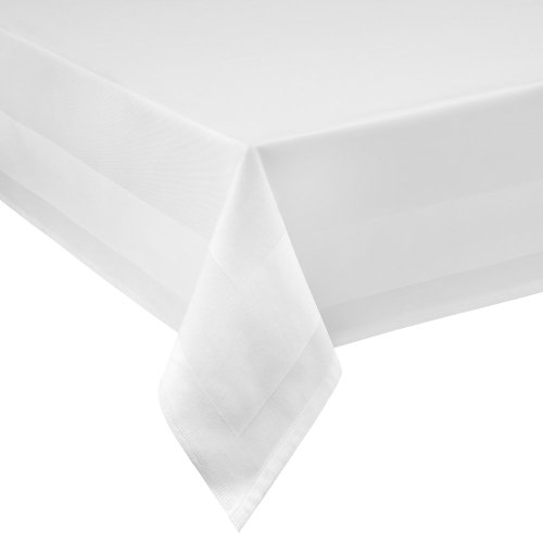 Tischdecke 100x140 cm - Vollzwirn Damast weiß 100% Baumwolle von texpot