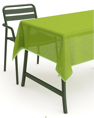 texpot Tischdecke 140 x 180 cm oval grün Gartendecke mit Saum abwaschbar Gartentischdecke Balkon Terrasse wetterfest von texpot