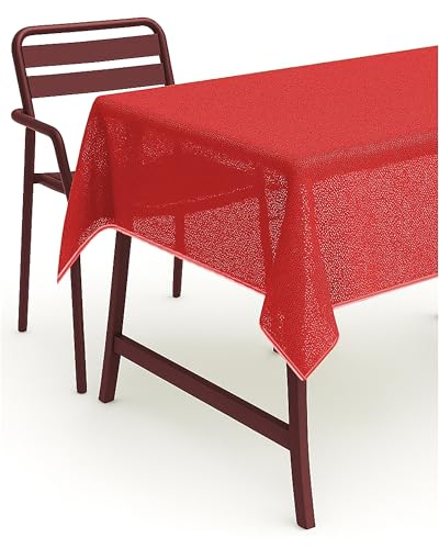 texpot Tischdecke 160 x 220 cm oval rot Gartendecke mit Saum abwaschbar Gartentischdecke Balkon Terrasse wetterfest von texpot