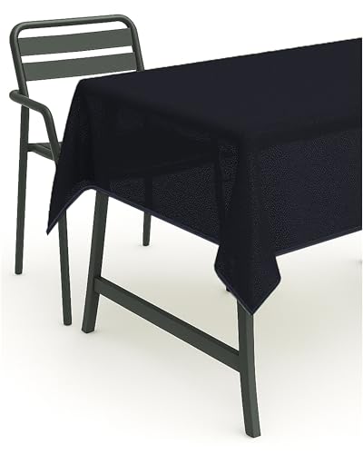 texpot Tischdecke 140 x 180 cm oval schwarz Gartendecke mit Saum abwaschbar Gartentischdecke Balkon Terrasse wetterfest von texpot