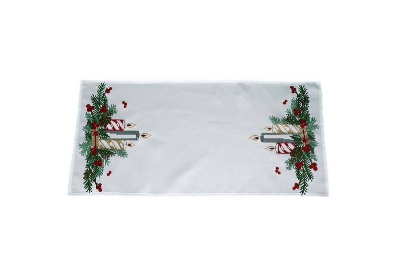 texpot Tischdecke Tischläufer Stickerei Adventsgesteck Winter Weihnachten Advent (1-tlg) von texpot