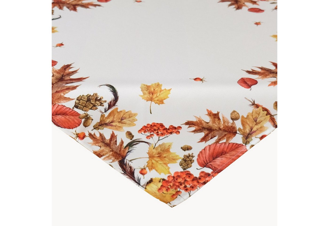 texpot Tischdecke Motiv Blätter - Creme Weiß Beige Bunt Herbst, bedruckt von texpot
