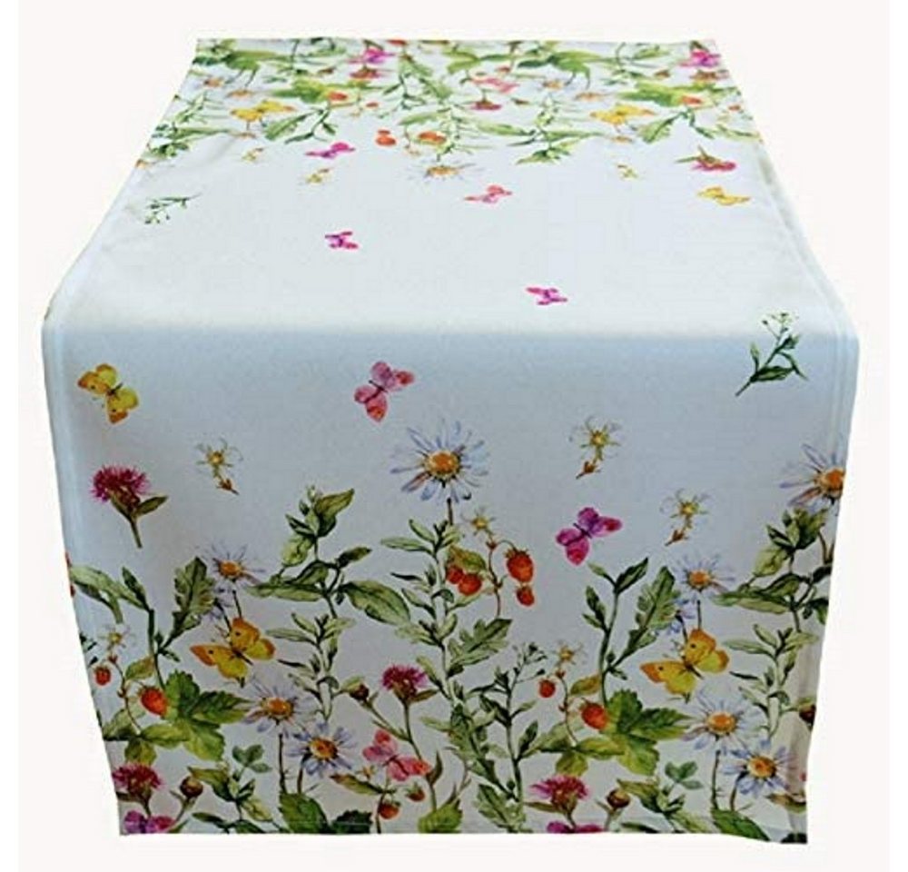 TextilDepot24 Tischdecke mit Sommerwiese Erdbeeren Frühlung, bedruckt von TextilDepot24