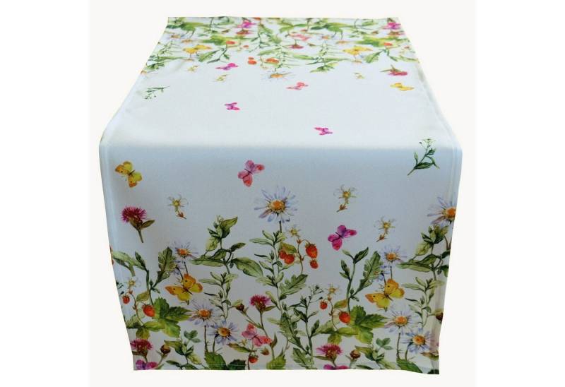 texpot Tischdecke mit Blumen Schmetterlinge Sommerwiese Tischläufer Frühjahr Sommer (1-tlg) von texpot