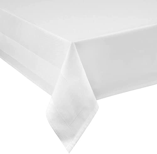 texpot Tischdecke 130 x 100 cm mit längseitiger Atlaskante Damast Weiss Tischdecke Breite 130 cm Länge wählbar von texpot