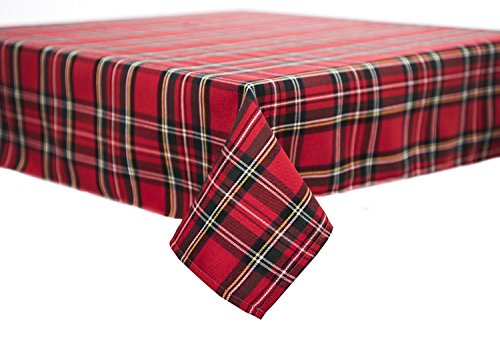 texpot Tischdecke 140 x 250 cm Schottenkaro rot Tartan kariert 100% Polyester Weihnachten von texpot