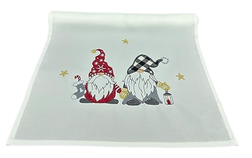 texpot Weihnachtstischläufer 40 x 85 cm Stickerei Wichtel Winter Advent Weihnachten Tischläufer (Ecru, 40 x 85 cm) von texpot