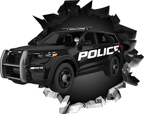 BLACK LABEL GRAFX® Wandtattoo Aufkleber WallArtML212 Wandbild Polizei Auto Police Mauerloch 3D Effekt verschiedene Größen Deko Wohnung Wohnzimmer Schlafzimmer Bad Kinderzimmer (82 x 70 cm) von Textildruck Richter