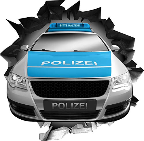 BLACK LABEL GRAFX® Wandtattoo Aufkleber WallArtML213 Wandbild Polizei Auto Police Mauerloch 3D Effekt verschiedene Größen Deko Wohnung Wohnzimmer Schlafzimmer Bad Kinderzimmer (71 x 70 cm) von Textildruck Richter