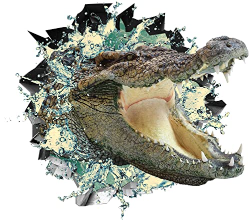 BLACK LABEL GRAFX® Wandtattoo Aufkleber WallArtML503 Fußbodensticker Krokodil Alligator Mauerloch 3D Effekt verschiedene Größen Deko Wohnung Wohnzimmer Schlafzimmer Bad Kinderzimmer (75 x 66 cm) von Textildruck Richter