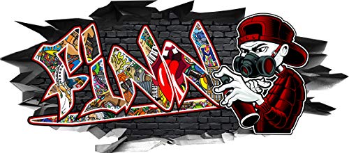 Wandtattoo Name Finn Aufkleber Graffiti Sprayer Wandbild Sticker selbstklebend Mauerloch 3D Effekt verschiedene Größen Deko Wohnung Wohnzimmer Schlafzimmer Bad Kinderzimmer (130 x 57 cm) von Textildruck Richter