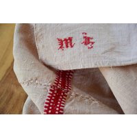 Schwere Nubby Pure Hanf Canvas Tischdecke Französisch Antik Rustikale Rote Streifen Leinen Bio Homespun Woven Handmade Country Farmhouse von TextileHistory
