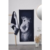 Airedale Terrier Handtuch, Blaues Baumwoll Badetuch 150x67cm, Großes Strandtuch Für Alle Hundeliebhaber. 59x26 Zoll Handtuch Geschenk in Erinnerung von TextileIdea