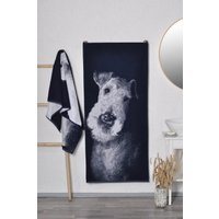 Airedale Terrier Hundetuch Blaues Baumwoll Badetuch/strandtuch 150x26cm von TextileIdea