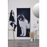 American Akita Handtuch, Blaues Baumwoll Badetuch 150x67cm, Großes Strandtuch Für Alle Hundeliebhaber. 59x26 Zoll Handtuch Geschenk in Erinnerung von TextileIdea