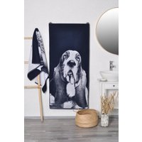 Basset Hundehandtuch, Blaues Baumwoll Badetuch 150x67cm, Großes Strandtuch Für Alle Hundeliebhaber. 59x26 Zoll Handtuch Geschenk in Erinnerung An von TextileIdea