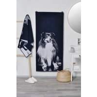 Blaues Badetuch Aus Baumwolle Mit Shetland Sheepdog - Sheltie, Strandtuch, Weihnachtsgeschenkidee, Hundeliebhaber Geschenk, Hundeportrait Handtuch von TextileIdea