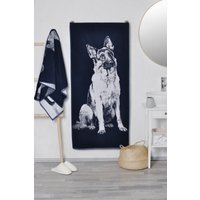 Blaues Baumwoll Badetuch 150x67cm Mit Deutschem Schäferhund Großes Strandtuch Für Alle Hundeliebhaber. 59x26 Zoll Handtuch Geschenk in Erinnerung von TextileIdea