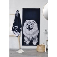 Blaues Baumwoll-Strandtuch Mit Chow Chow, Strandtuch, Weihnachtsgeschenkidee, Hundeliebhaber Geschenk, Hundeportrait-Handtuch von TextileIdea