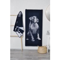 Blaues Baumwollhandtuch Mit Boxer Hunderasse, Strandtuch, Weihnachtsgeschenkidee, Hundeliebhaber Geschenk, Hundeportrait Handtuch, Hunde Geschenk von TextileIdea