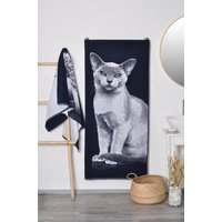 Burma Baumwoll Badetuch, Blaues Strandtuch, Geschenk Für Katzenliebhaber, Gewebtes Baumwolltuch, Katzenhandtuch, Katzenliebhaber Geschenk von TextileIdea