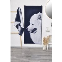 Samoyed Handtuch, Blaues Baumwoll Badetuch 150x67 cm, Großes Strandtuch Für Alle Hundeliebhaber. 59x26 Zoll Handtuch Geschenk in Erinnerung An Den von TextileIdea