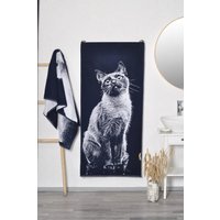 Siamkatze Badetuch Blaues Baumwoll Strandtuch Siamkatze Badetuch Blaues Baumwoll Strandtuch von TextileIdea