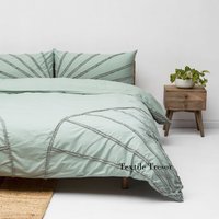 Handgemachte Tufted Bettbezug Salbei Grün Baumwolle Quasten King Comforter Cover Boho Bedding Exclusive Queen Quilt 3 Stück Set Twin Duvet von TextileTresor