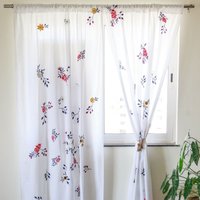 Multi Farbiger Handstickerei-Vorhang Boho Vorhang Fensterbehandlung Baumwollvorhang Mit Stangentasche Schlafzimmer Panels von TextileTresor