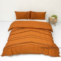 Rost Braun Tufted Gewaschene Baumwolle Bettbezug 3 Stück Set Boho Bettwäsche König Tröster Bezug Queen Duvet Cover Donna Getuftet Uo von TextileTresor