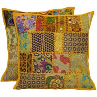 Handgemachter Khambadi Patchwork Kissenbezug Boho Kissen von TextilestoreDesigns