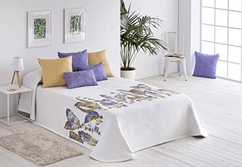 Textilia Tagesdecke Piqué Federn für 180-cm-Bett (270 x 270 cm), Farbe 7 Violett von Textilia