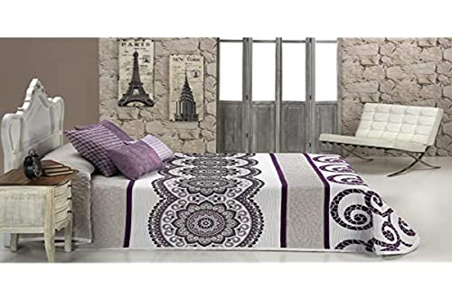 Textilia Tagesdecke für 180 cm breite Betten = 270 x 270 cm, Chenille, Lila von Textilia