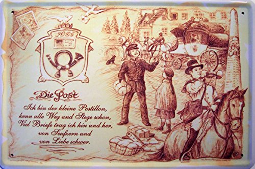 Beruf Post Postbote Blechschild Schild Blech Metall Metal Tin Sign 20 x 30 cm von Textilmonster