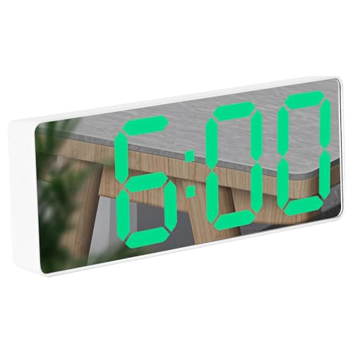 Texvora LED-Wecker mit reflektierender Spiegeloberfläche, Dual-Power-Modi, großes Digitaldisplay, einstellbare Helligkeit, perfekt für Schlafzimmer und Büros von Texvora