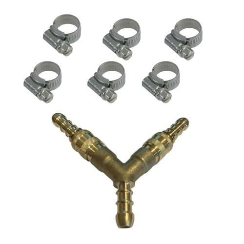 3-Wege-Schnellspann-Gasschlauch-Verteilerkupplung für 8 mm Propan-/Butanschlauch + 6 Clips 3-Wege-Schnellspann-Gasschlauch-Verteilerkupplung für 8 mm Propan-/Butanschlauch + 6 Clips von Tezla