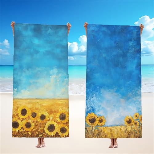 Anlage Strandtuch XXL 2er Set 85x170cm, Sonnenblume Mikrofaser Handtuch Ultra Saugfähig Schnelltrocknendes Leichtes Stranddecke Sandfrei Badetuch, Strandhandtuch groß für Reise Urlaub Camping,Model127 Anlage Strandtuch XXL 2er Set 85x170cm, Sonnenblume Mikrofaser Handtuch Ultra Saugfähig Schnelltrocknendes Leichtes Stranddecke Sandfrei Badetuch, Strandhandtuch groß für Reise Urlaub Camping,Model127 von Tgllzzca