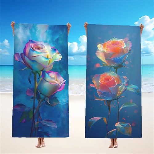 Blumen Strandtuch XXL 2er Set 80x160cm, Rose Mikrofaser Handtuch Ultra Saugfähig Schnelltrocknendes Leichtes Stranddecke Sandfrei Badetuch, Strandhandtuch groß für Urlaub Schwimmen Camping, Model271 Blumen Strandtuch XXL 2er Set 80x160cm, Rose Mikrofaser Handtuch Ultra Saugfähig Schnelltrocknendes Leichtes Stranddecke Sandfrei Badetuch, Strandhandtuch groß für Urlaub Schwimmen Camping, Model271 von Tgllzzca